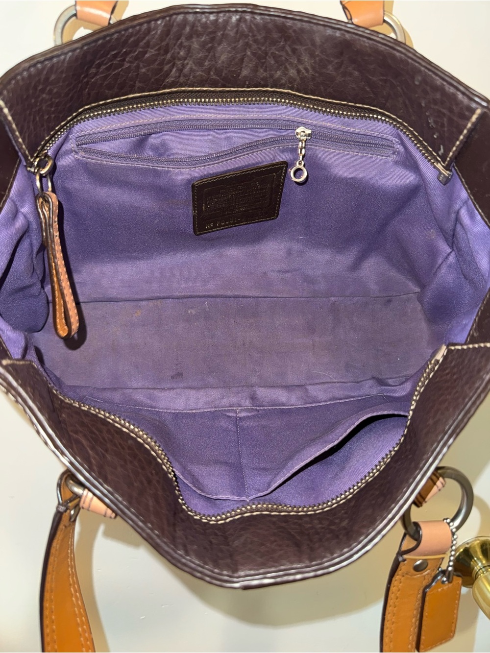 Y2K vintage Coach Chelsea Tote Bag Handbag Dark Brown Pebbled Leather - Picture 9 of 10